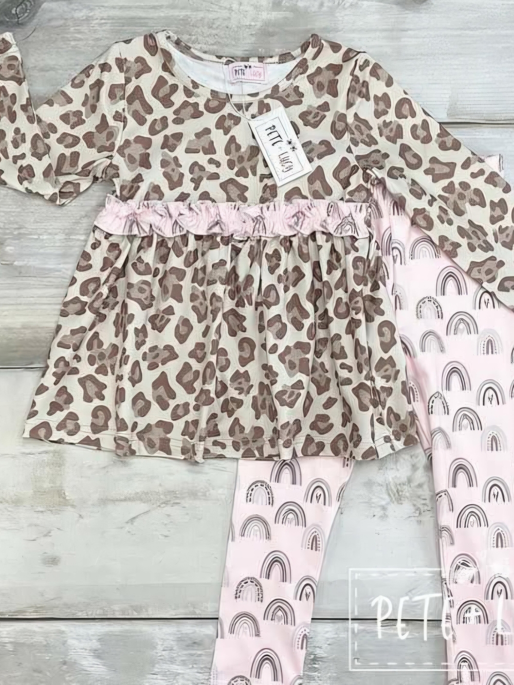 Pink & Brown Leopard Girls Pant Set